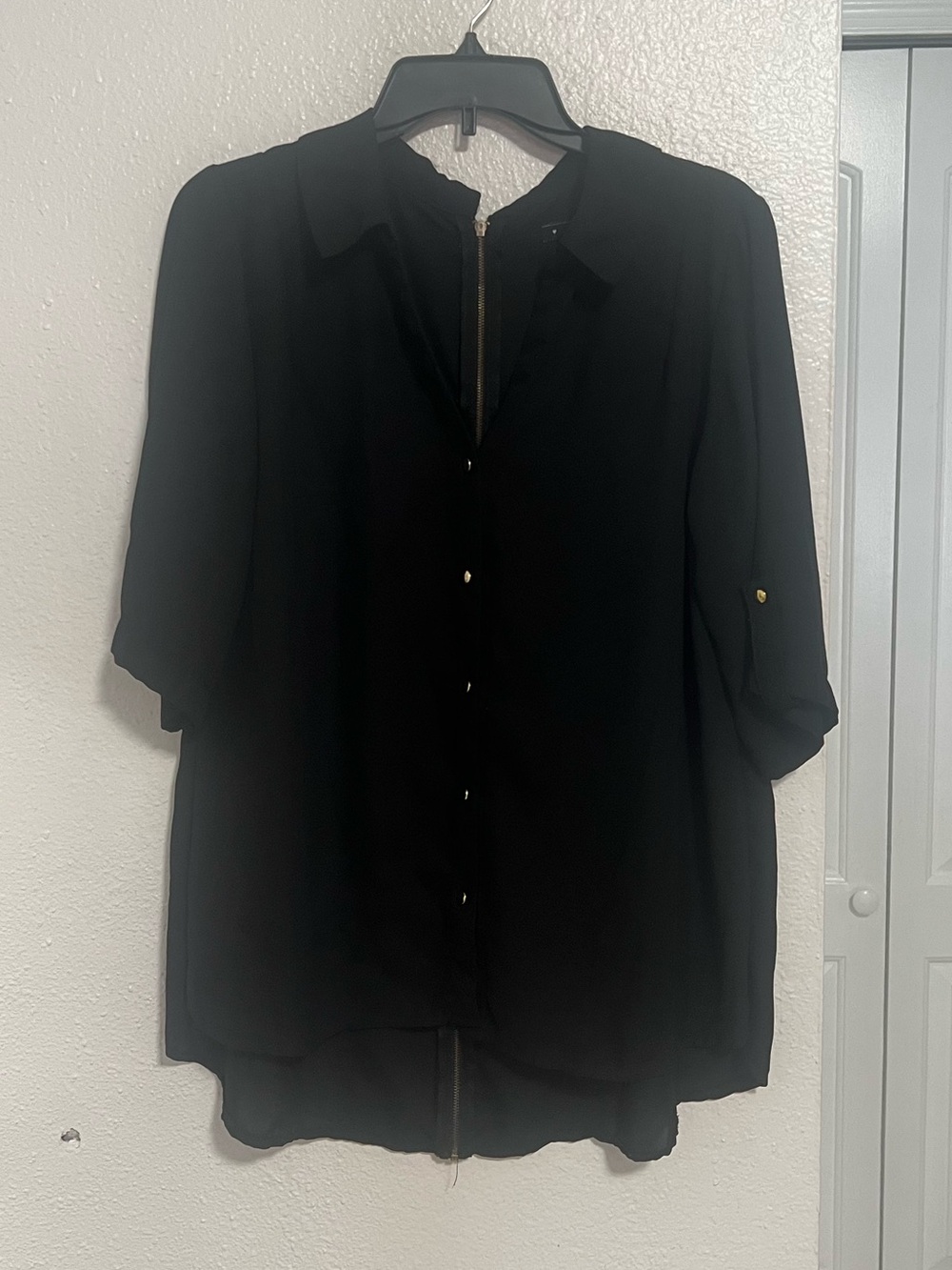 Miss Lili Tunic Blouse black with full size zipper closure on the back size 2XL